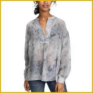Vince Long Sleeve Silk Sheer Blouse Shirt